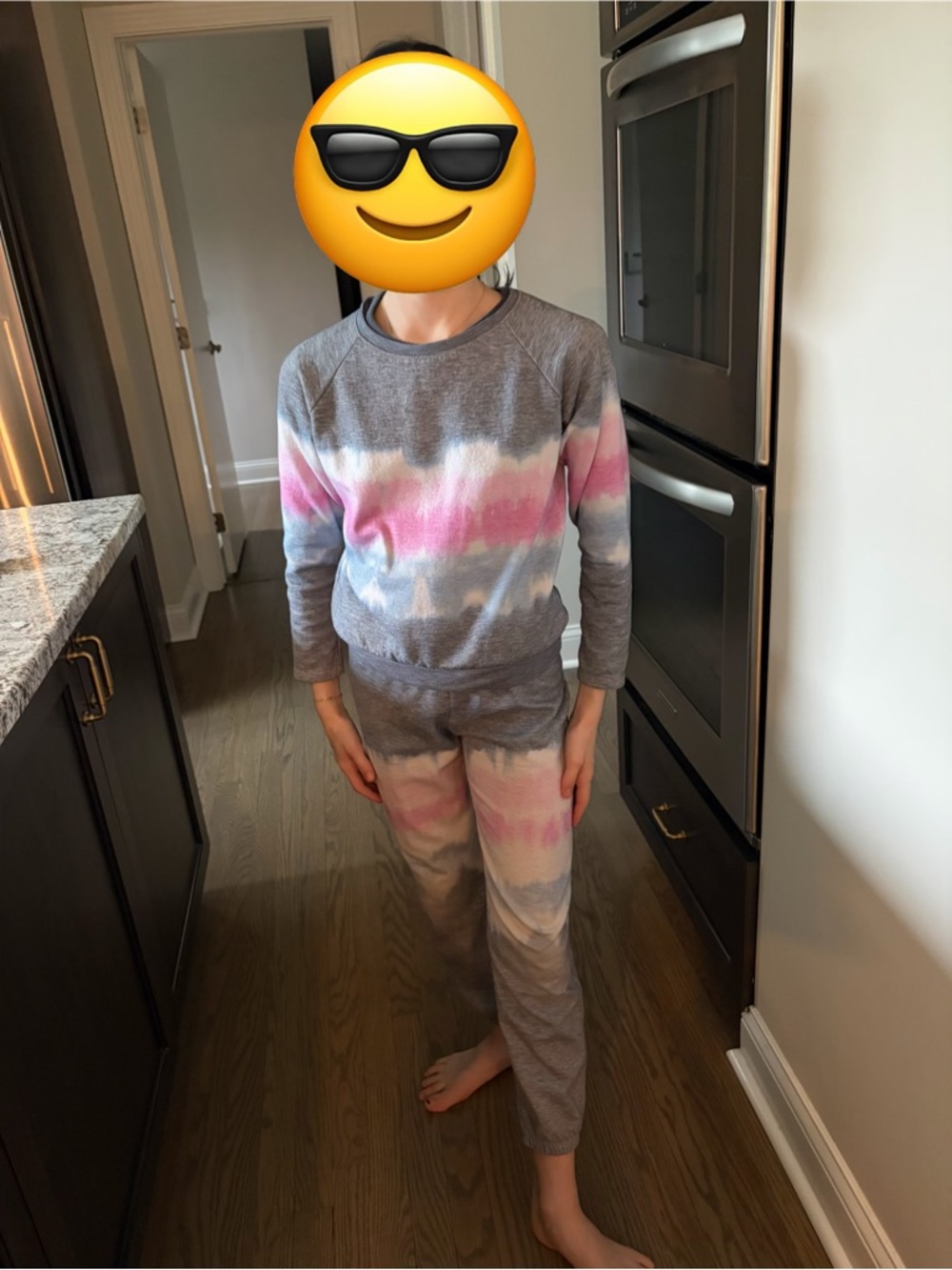 Girls' Tie-Dye Grey and Pink Matching Set - Cozy Sweatshirt & Joggers